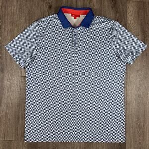 REDVANLY Polo Shirt Mens Large Blue Geometric Golf Performance Stretch Tech